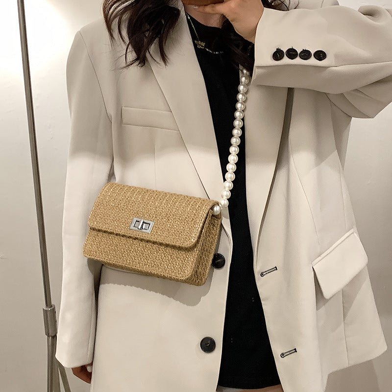 Pearl Chain One-Shoulder Messenger Small Square Bag