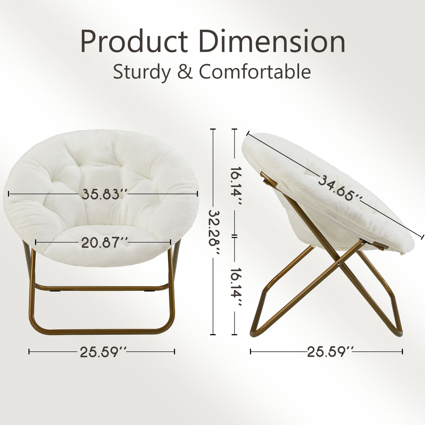 Comfortable Disc Chairs Faux Fur Furniture Bedroom Living Room  Size White