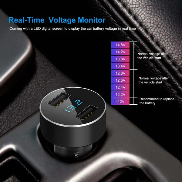 Universal 15W/3.1A Dual USB Car Charger Adapter Aluminum Alloy Fast Car Charging Adapter For IPhone XR XS Tablet PC