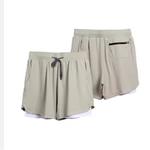 Gym Clothing Men Quick Dry 2 In 1 Gym Shorts Men Polyester Spandex Breathable Shorts Men Liner Running Fitness Shorts