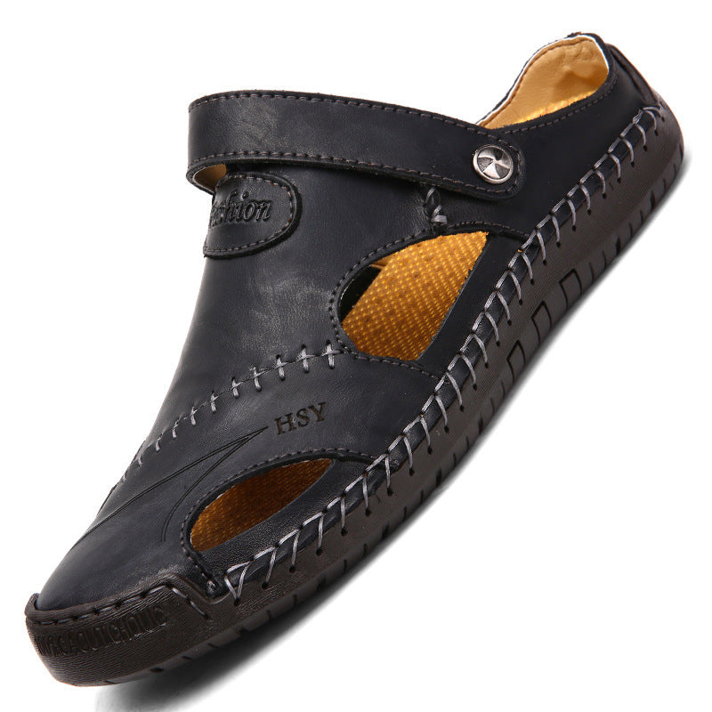 Men's Closed Toe Sandals Summer Adjustable Slides Slippers Fashion Beach Shoes