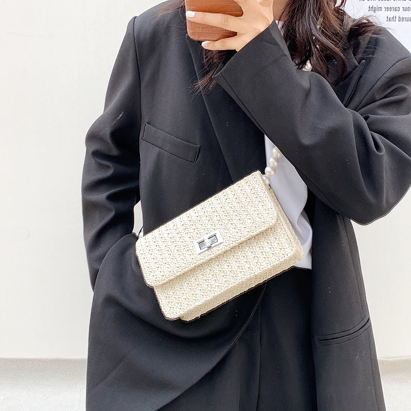 Pearl Chain One-Shoulder Messenger Small Square Bag