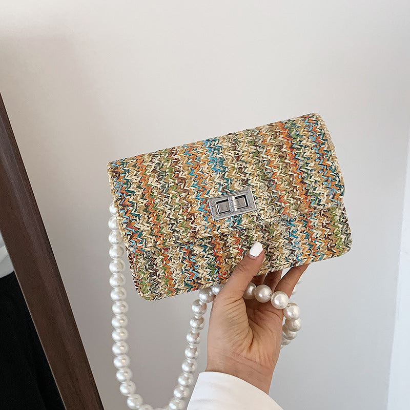 Pearl Chain One-Shoulder Messenger Small Square Bag