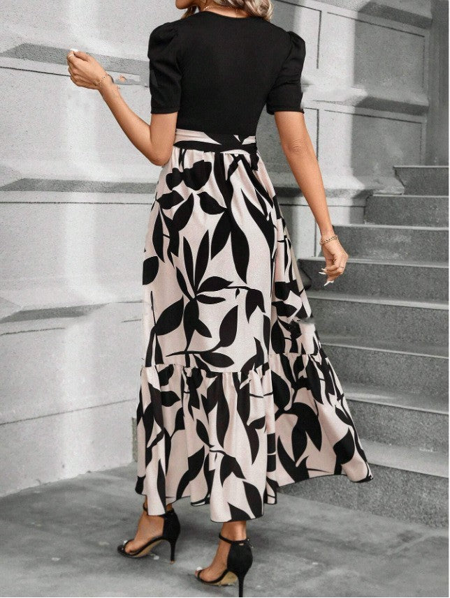 Floral Print Round Neck Exotic Vacation Style Elegant Dress