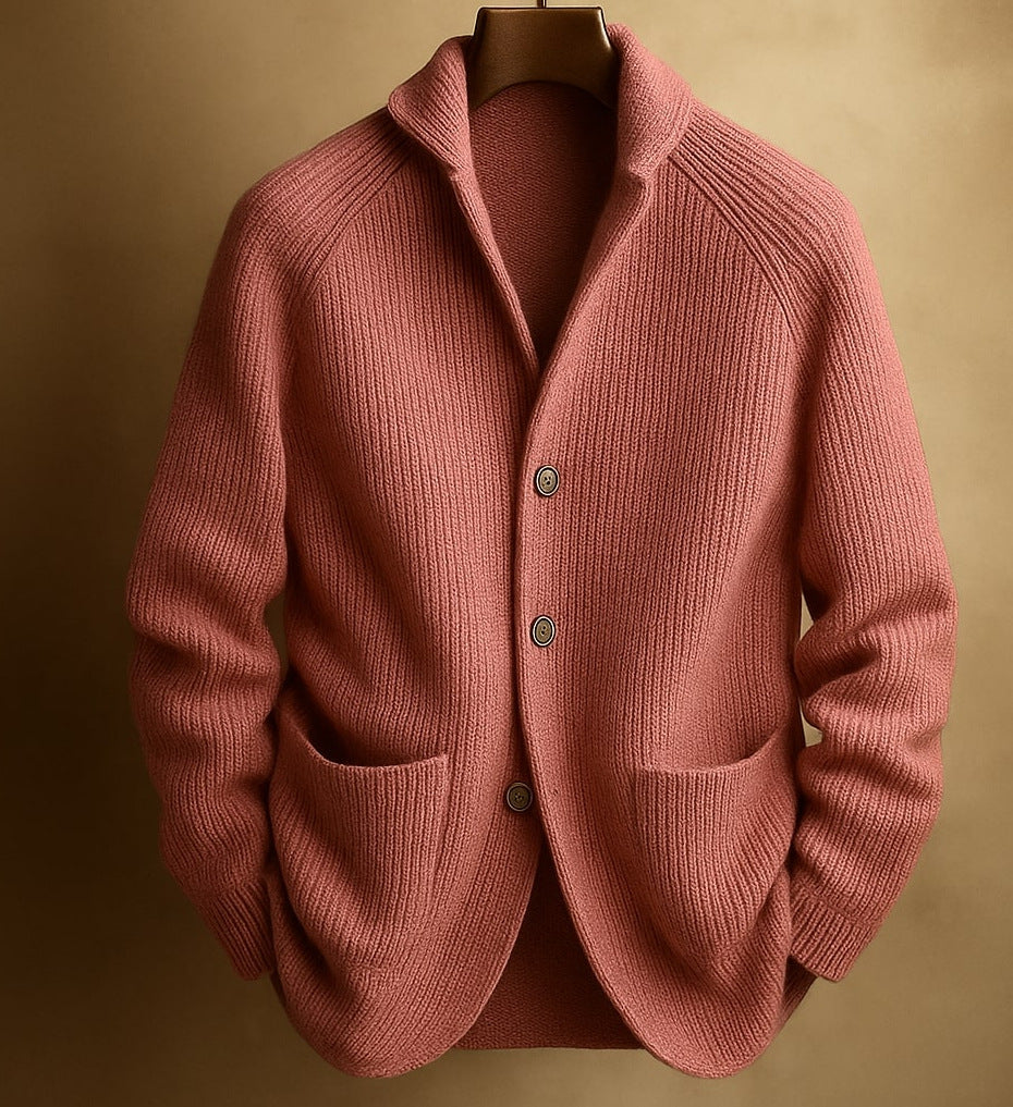 Men's Knitted Cardigan Fashion Casual Pocket Button Jacket Long Sleeve Top Clothing