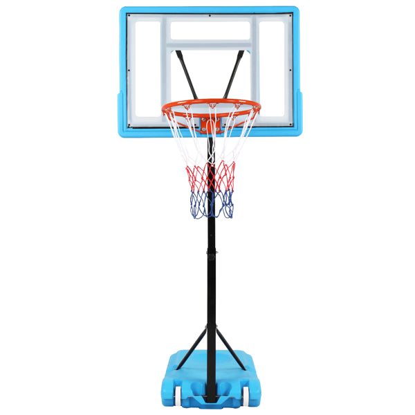 PVC Transparent Board Basket Frame Adjustable 115-135cm Poolside Basketball Hoop Blue