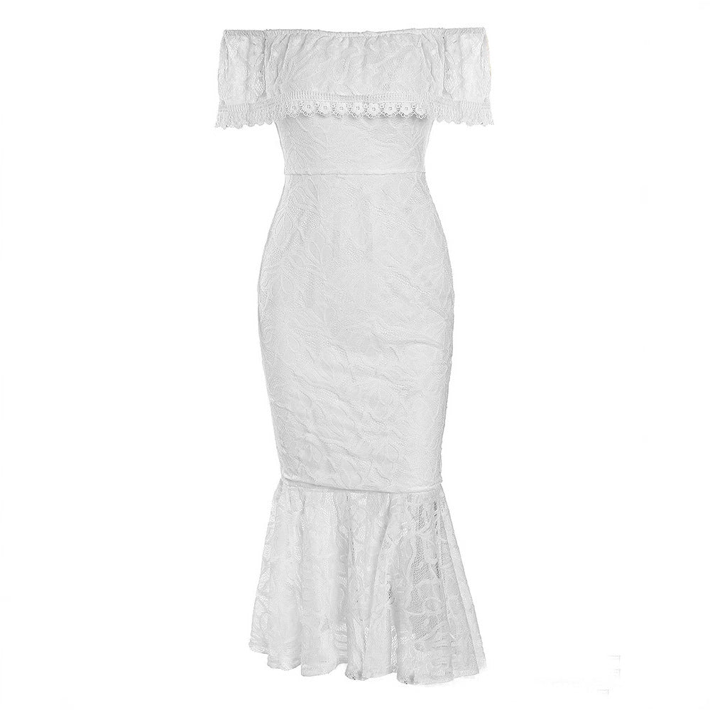Off-the-shoulder Lace Bodycon Sexy Evening Gown For Banquets