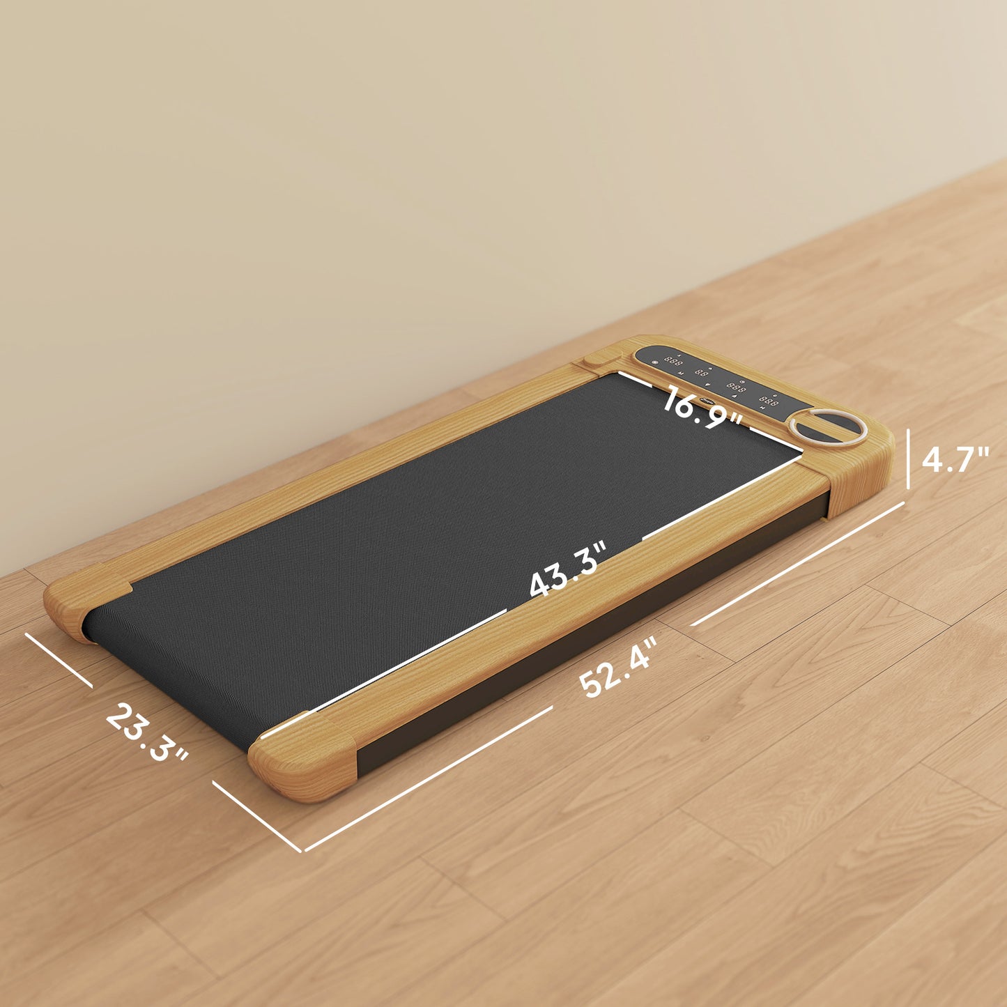 Walking Pad, Under Desk Treadmill with 17" x 43" Wide Belt, Remote Control, Bluetooth Speaker, Wheels and LED Display