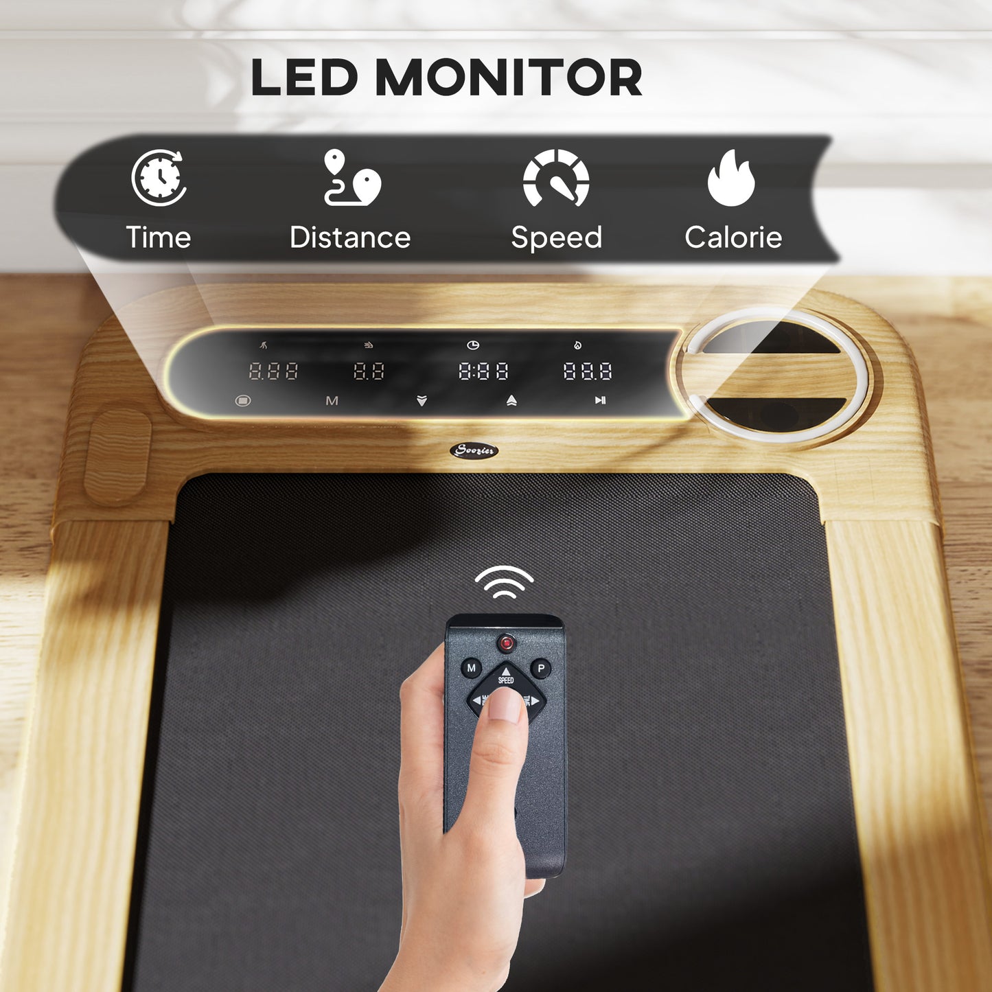 Walking Pad, Under Desk Treadmill with 17" x 43" Wide Belt, Remote Control, Bluetooth Speaker, Wheels and LED Display