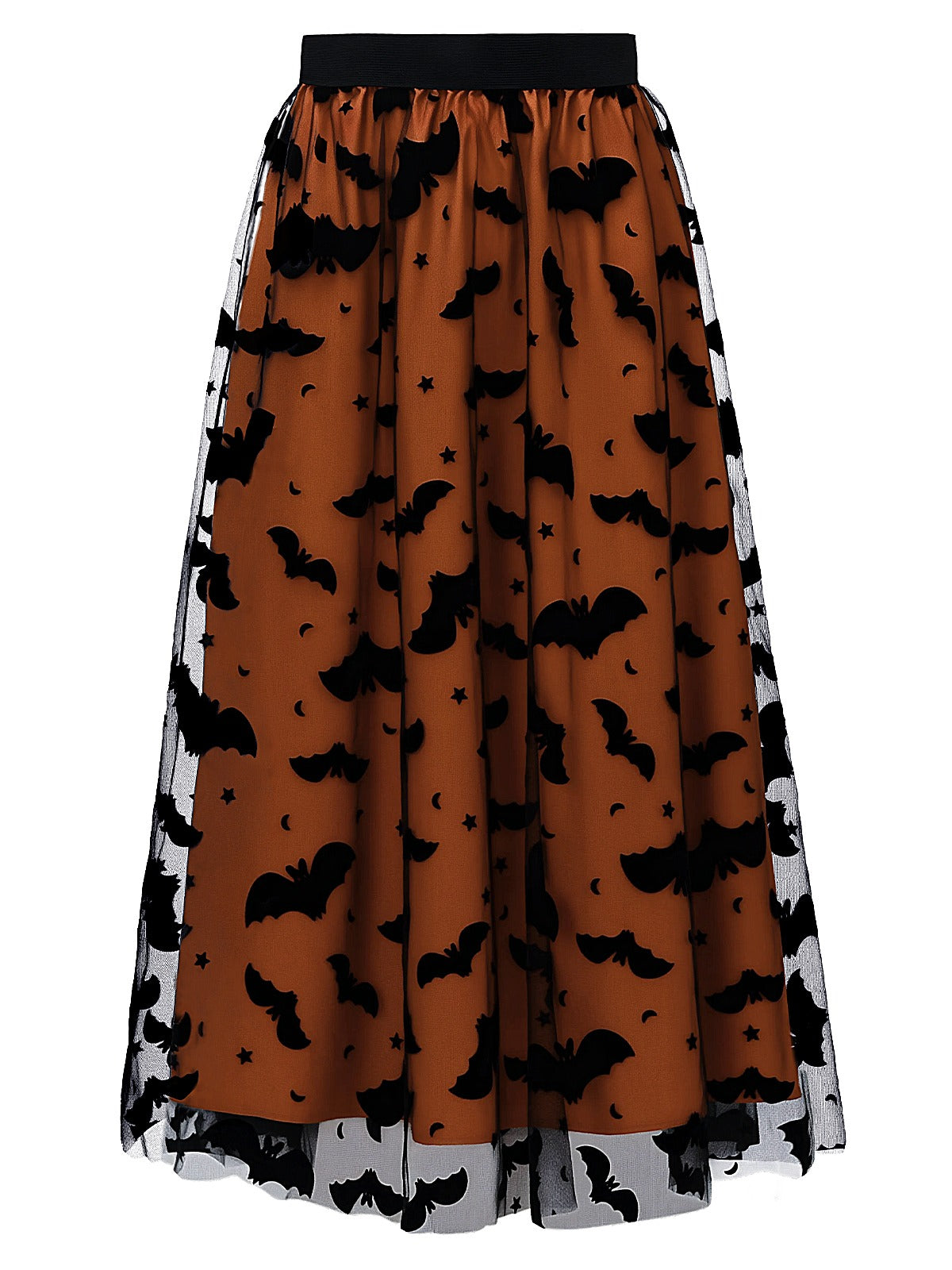 Women's Witchy Tulle Tutu Skirt, Halloween Dress Pumpkin Skirt Velvet Bats Elastic Waist Layered Mesh Midi Skirt Witchy Clothes For Halloween Party Amazon Sales Ban