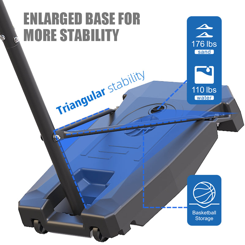 TotheCORE Basketball Stand 5.25-8.53 Ft Adjustable Portable Basketball Hoop & Goal With PC Backplate, Large Base And Wheels