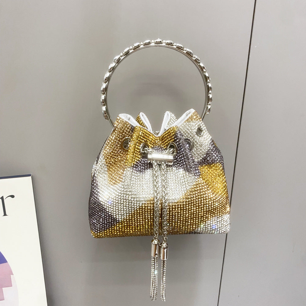 Diamond-embellished Handle Tote Bag With A Single-shouldercrossbody Strap