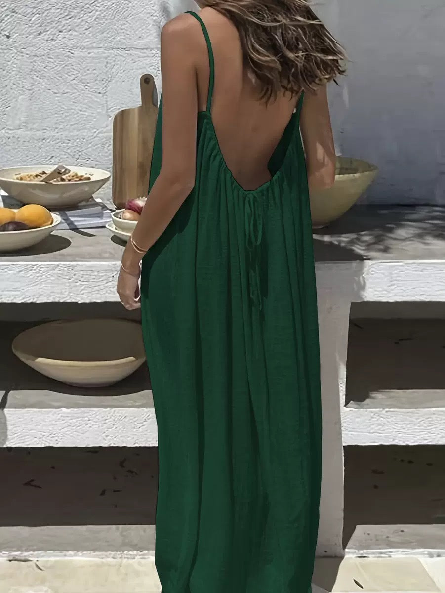 Womens Strap Coat Backless Loose-Fit Loungewear Dress