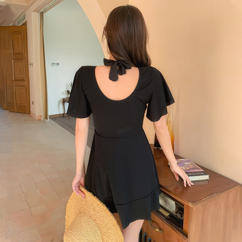 Womens Figure-Flattering Modest One-Piece Skirted Spa Swimsuit