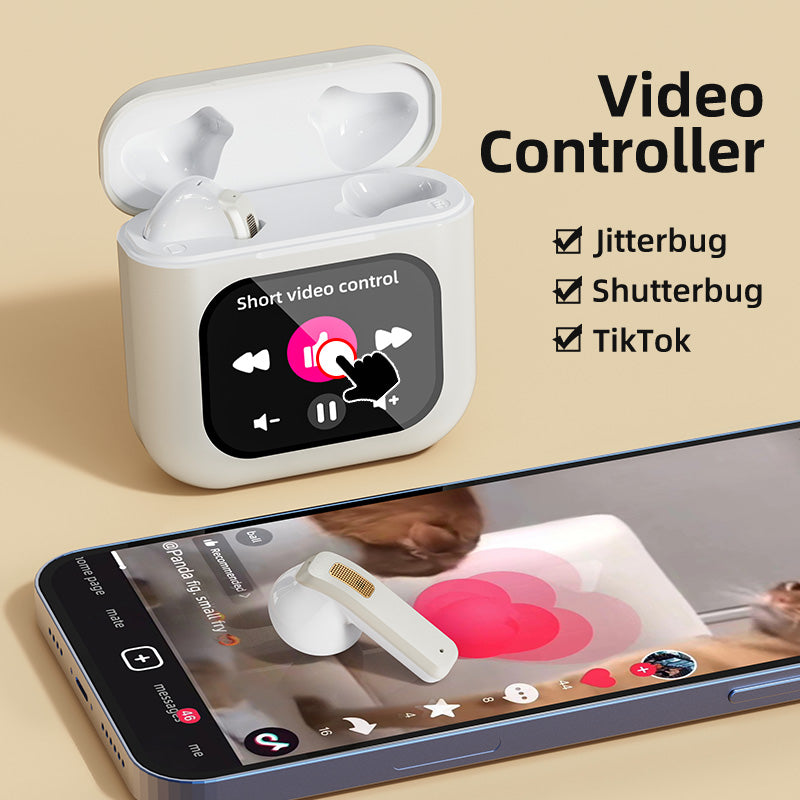 TWS Screen Display Wireless Active ANC Noise-canceling Earbuds, Smart Touch Screen Wireless Earbuds, Noise-canceling Wireless Earphones, Long Battery Life, Built-in SD Card With MP3 Playback