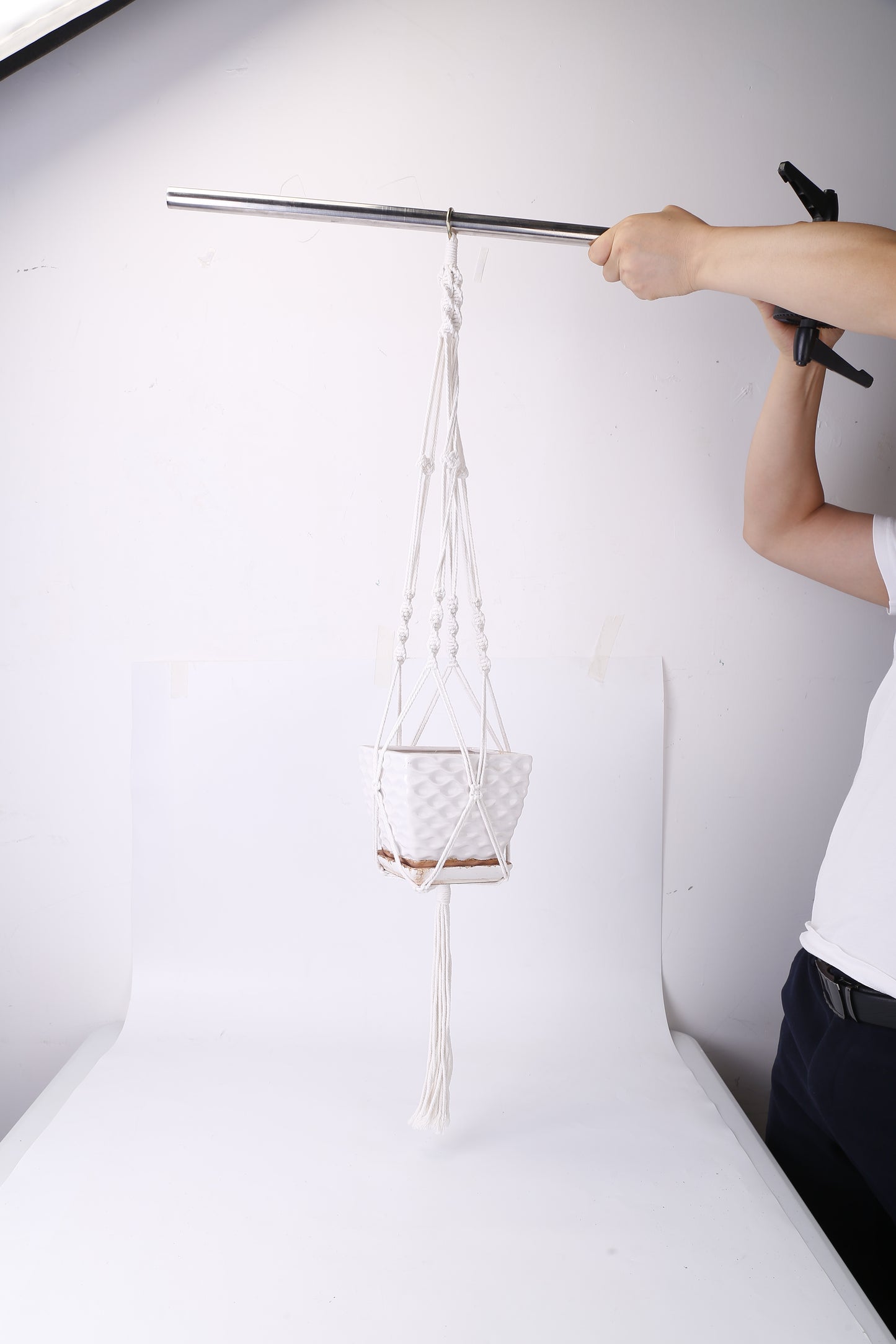 2Pcs Plant Hanger Flowerpot Net Bag 40in Cotton Rope Plant Hangers 4Legs Plant Hanger Fit For Round Or Square Plant Pot