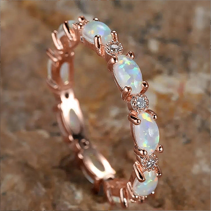 Rhinestones Rings Platinum Heart-shaped Full Of Diamond Opal Ring