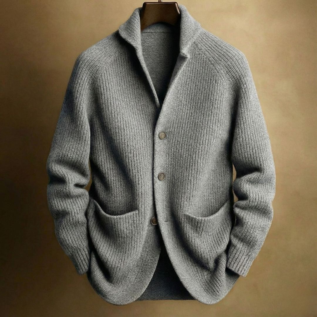 Men's Knitted Cardigan Fashion Casual Pocket Button Jacket Long Sleeve Top Clothing