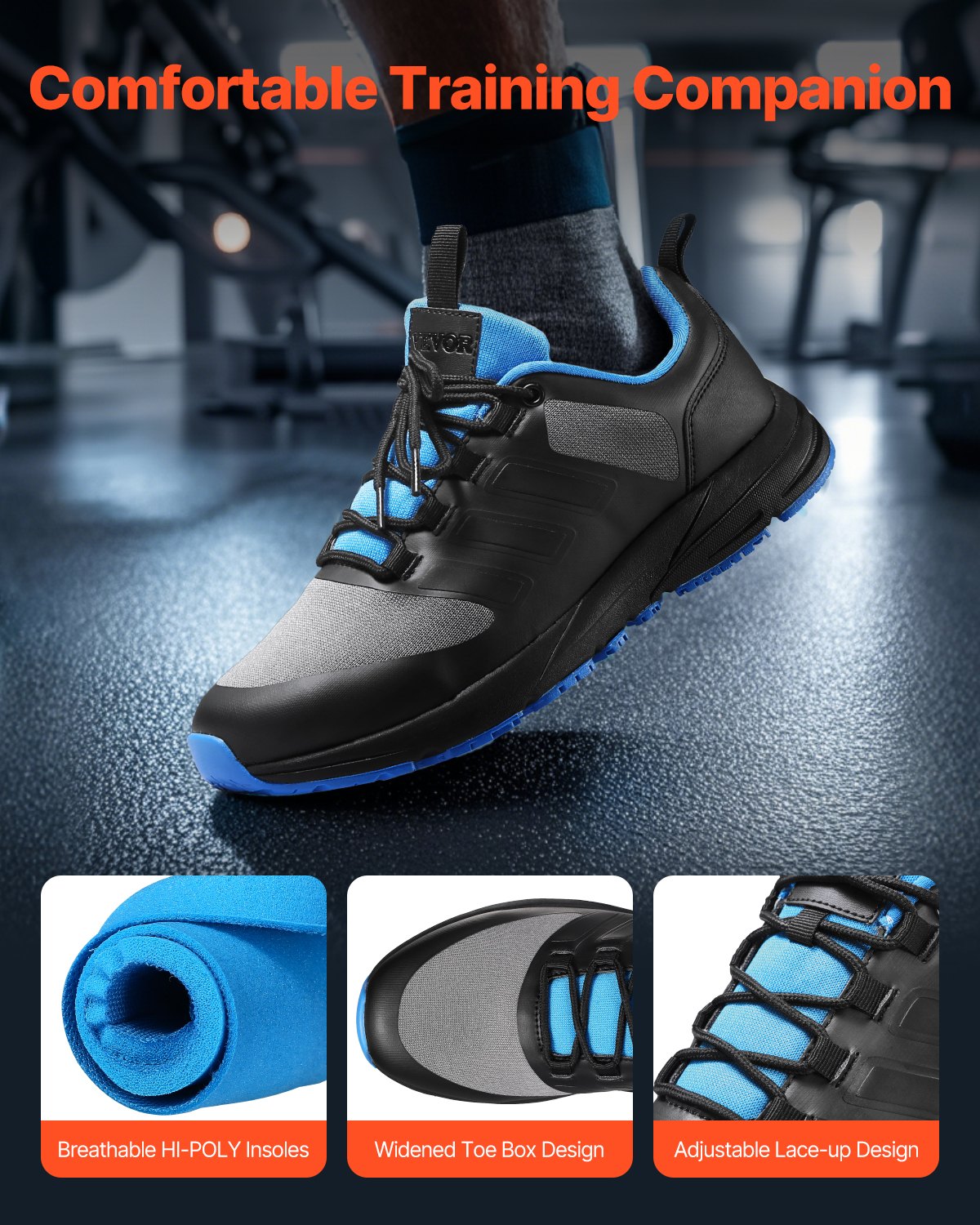 Cross Training Shoes, M Width Sneakers US Size 12, Wide Toe Box Shoes With Arch Support & Adjustable Lace-up, Training Shoes For Running, Gymnastics, Dog Walking, And Weightlifting (Black)