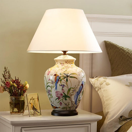 American Rustic Countryside Floral And Bird Full-Copper Ceramic Living Room Light Fixture In A Simple Modern Retro Style