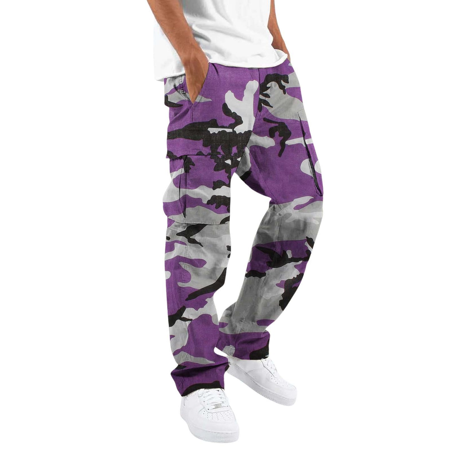 Fashion Camouflage Overalls Men's Printing Fashion Outdoor Overalls Straight Rope Overalls Men's ClothingMen's Pants Casual