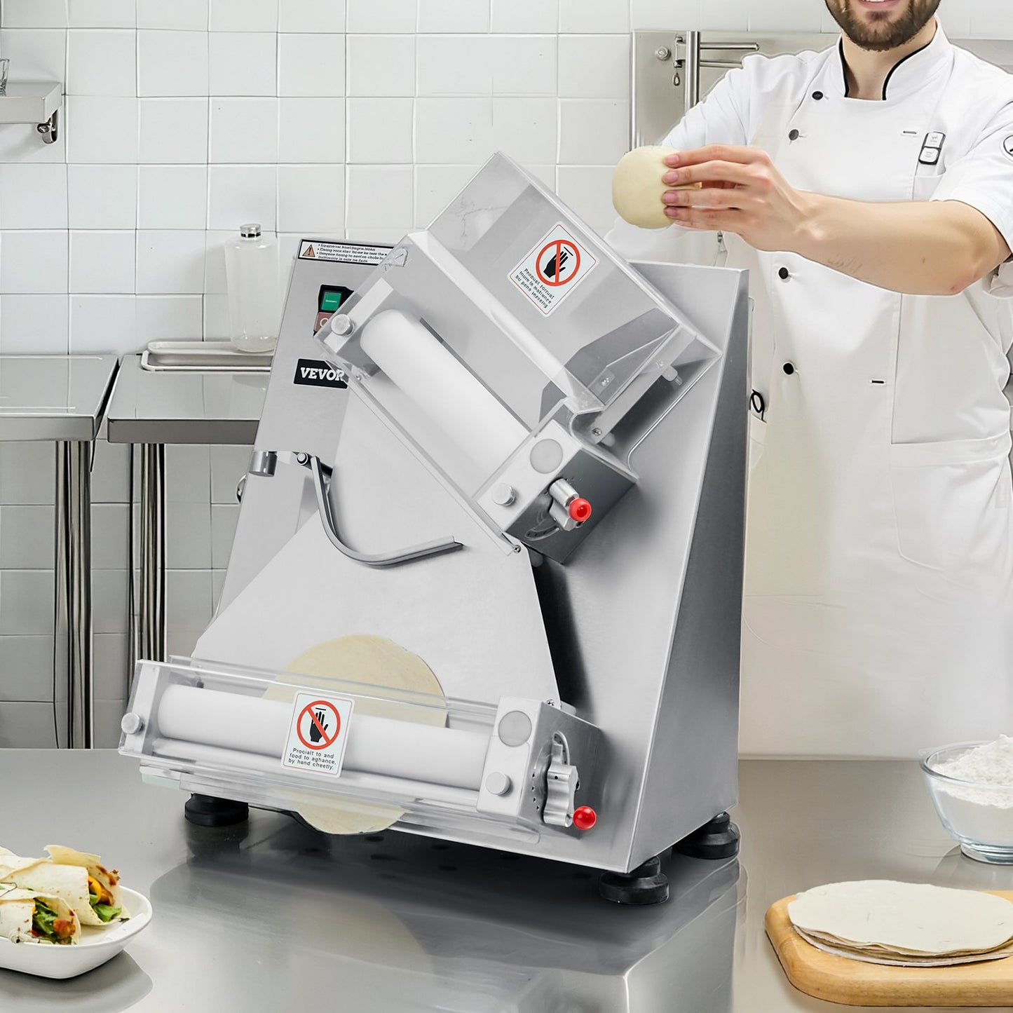 14 Inch Pizza Dough Roller Sheeter Automatic Commercial Pizza Dough Press 370W