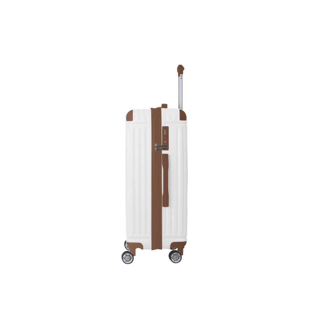 Brown 3-Piece Premium ABS Luggage Set-20, 24, And 28 Suitcases With Multi-Position Handle, Silent Spinner Wheels, And TSA-Approved Lock-Durable, Stylish, And Spacious Travel Gear