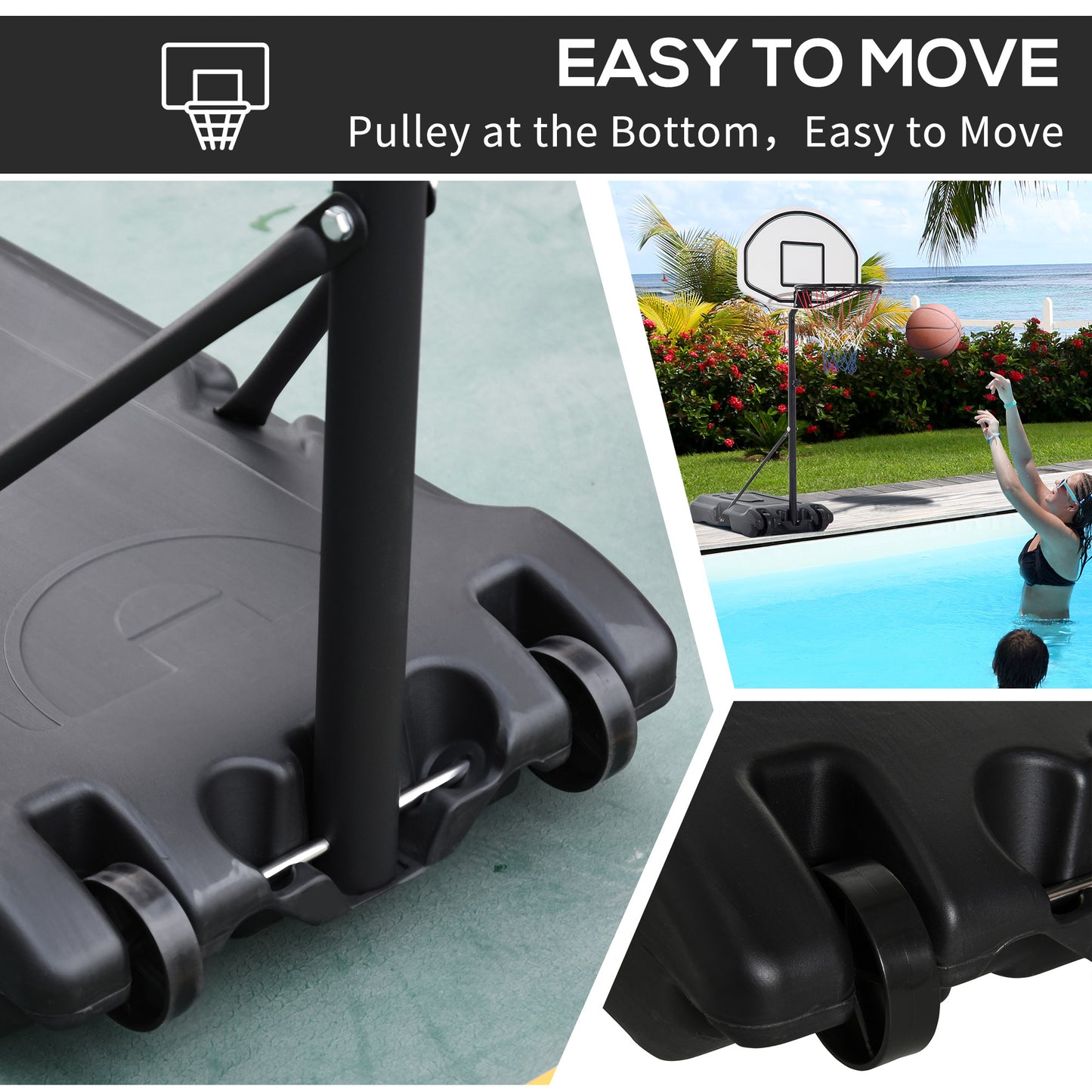 Height Adjustable Basketball Hoop, Portable Basketball Stand, 30" Backboard, Indoor Outdoor Goals Set for Kids Youth Adults