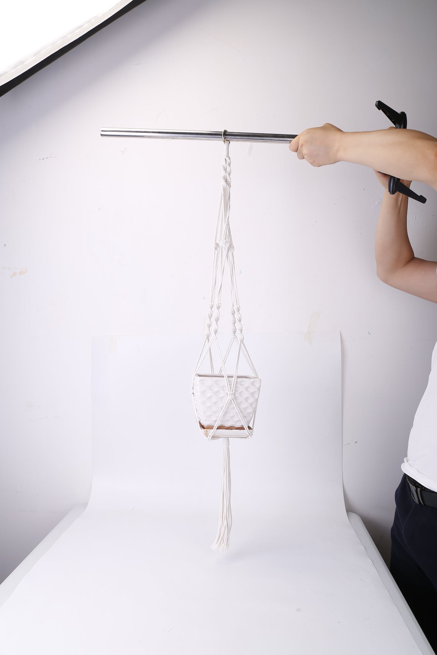 2Pcs Plant Hanger Flowerpot Net Bag 40in Cotton Rope Plant Hangers 4Legs Plant Hanger Fit For Round Or Square Plant Pot