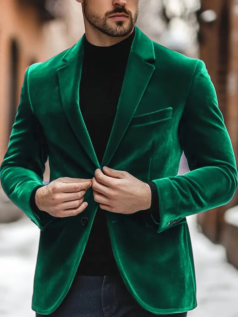 Velvet Blazer For Men Slim-fit Wedding Suit