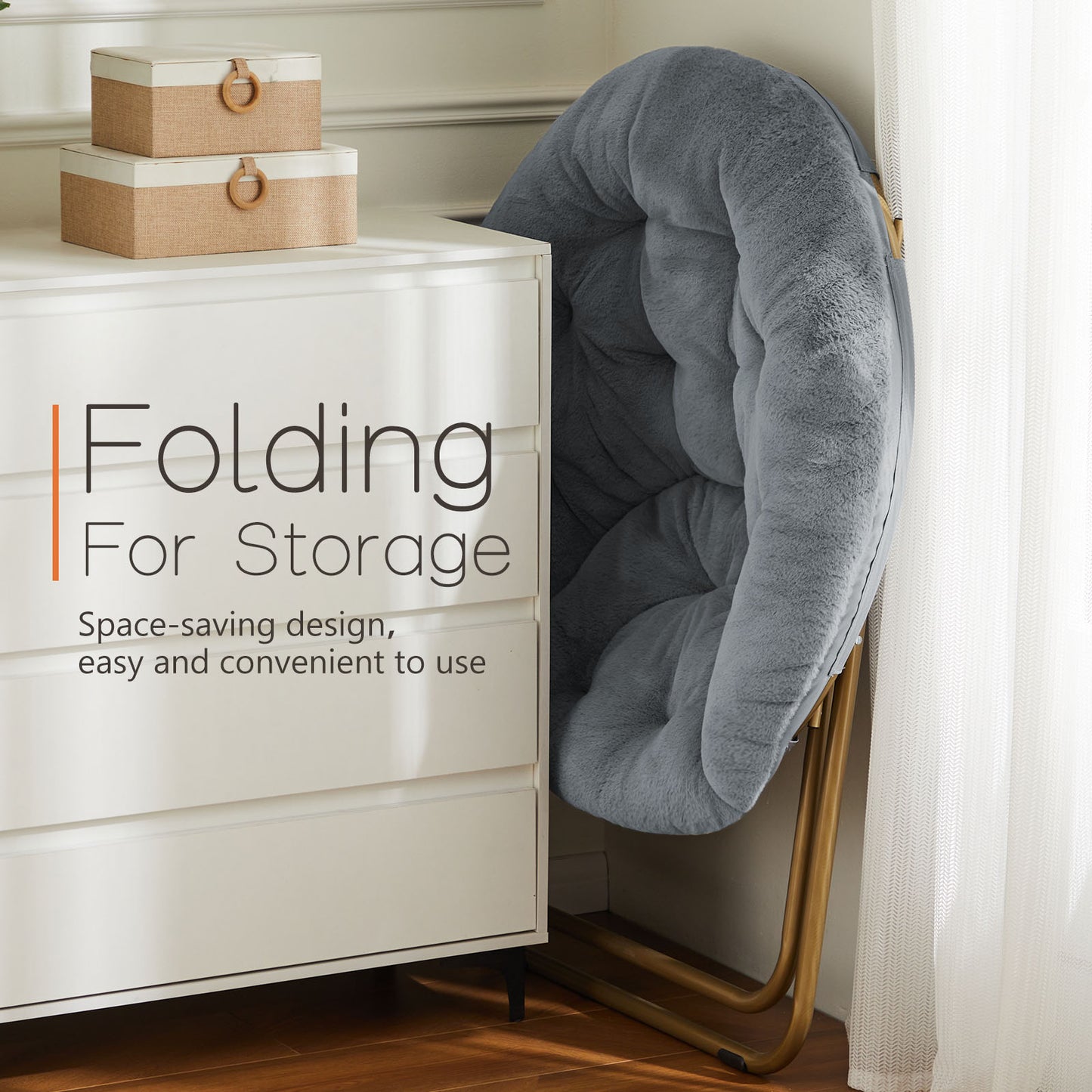 Comfortable Disc Chairs Faux Fur Furniture Bedroom Living Room  Size White