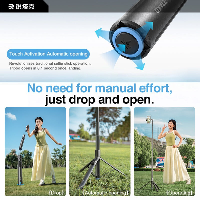 67 Inch Selfie Stick Tripod With Remote, Auto Open Phone Tripod Stand, 360 Rotatable Extendable For All Cell Phones Magnetic Option, For Travel, Live Stream, Video Recording