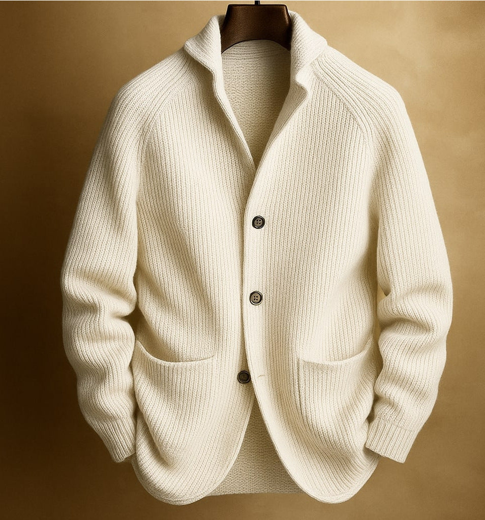 Men's Knitted Cardigan Fashion Casual Pocket Button Jacket Long Sleeve Top Clothing