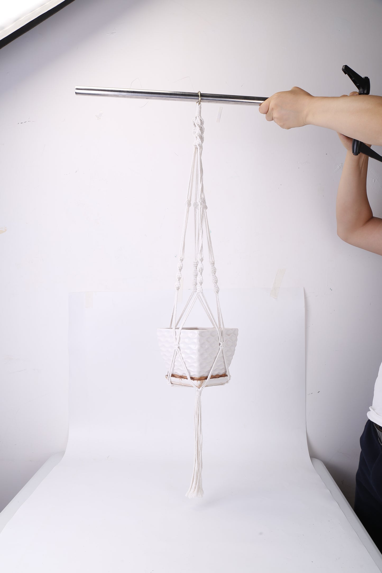 2Pcs Plant Hanger Flowerpot Net Bag 40in Cotton Rope Plant Hangers 4Legs Plant Hanger Fit For Round Or Square Plant Pot