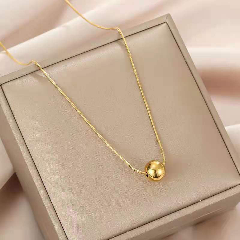 Women's Gold Small Round Beads Transfer Bead Necklace