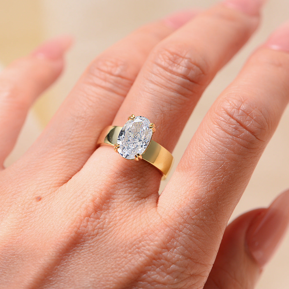 Ice Flower Cut Cubic Zirconia Ring For Women Unique Stacking Wedding Band