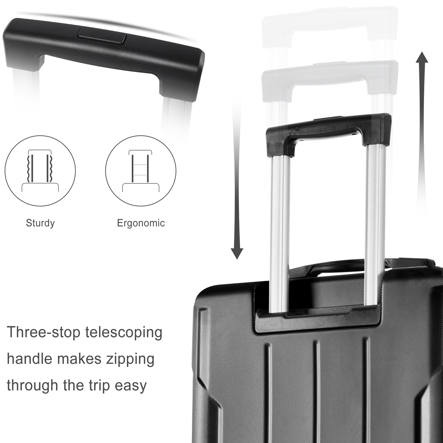 Luggage Sets 3 Piece, Expandable Hard Shell ABS Suitcases With Double Spinner, Travel Luggage Set With TSA Lock 20-24-28inch, Black