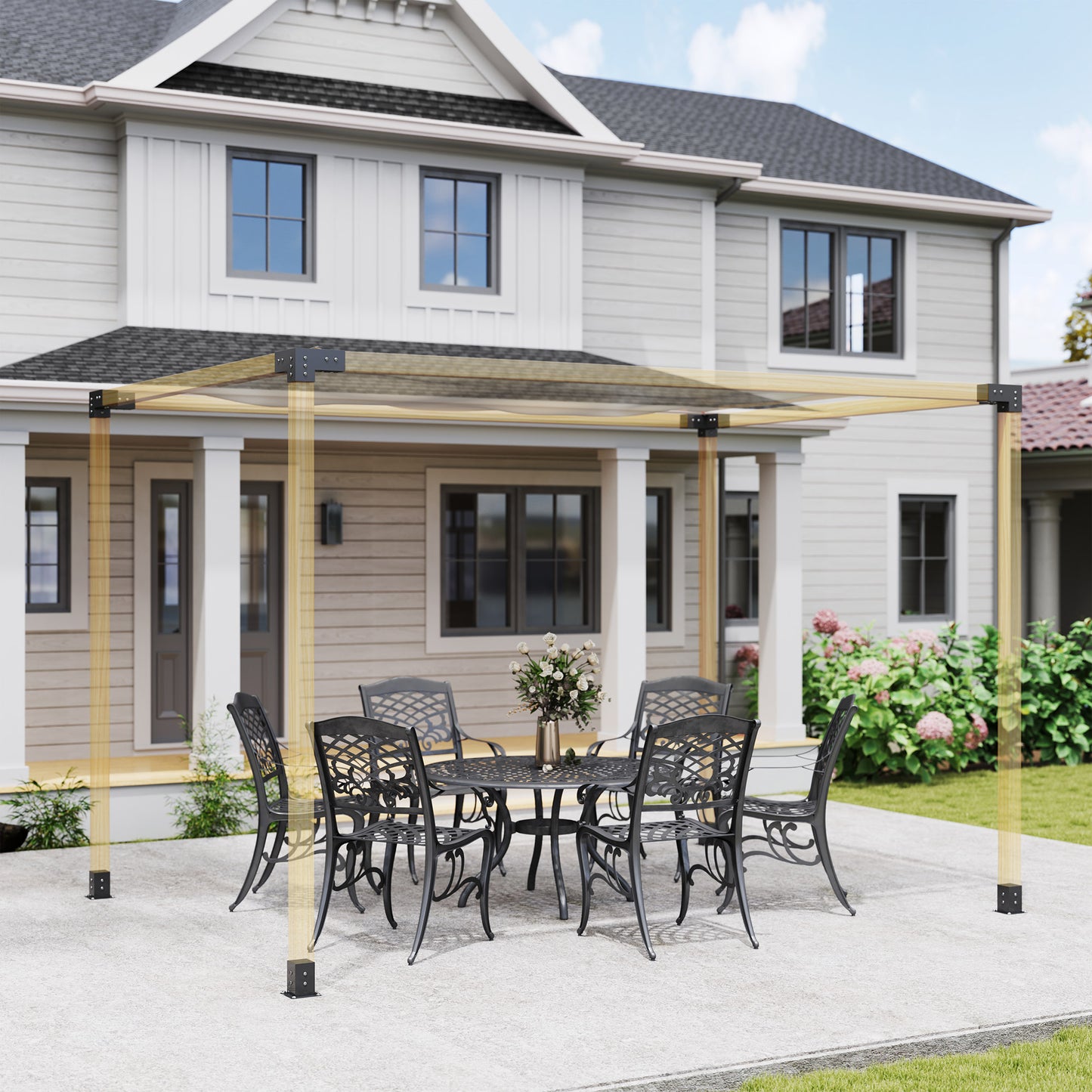8PCS Pergola Kit, Pergola Brackets With 3-Way & 4-Way Corner Brackets For 4"x4" (Actual 3.6"x3.6") Lumber