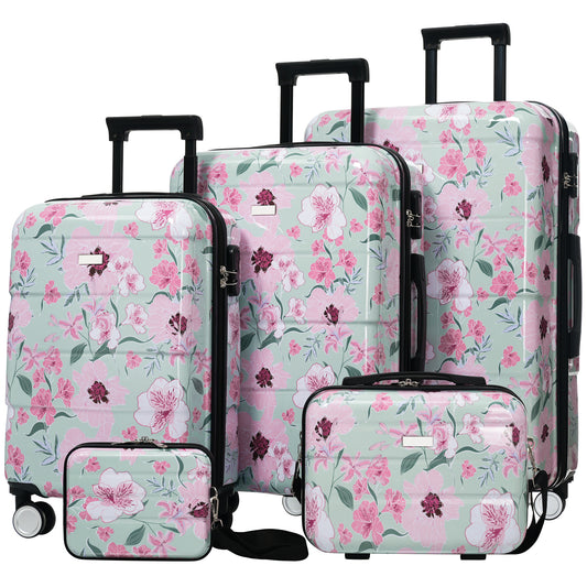Luggage Sets New Model PC 5pcs, Hardside Lightweight Durable 20 24 28 Suitcases  With 8 14 Cases, Suitcase With Lock Spinner Wheels