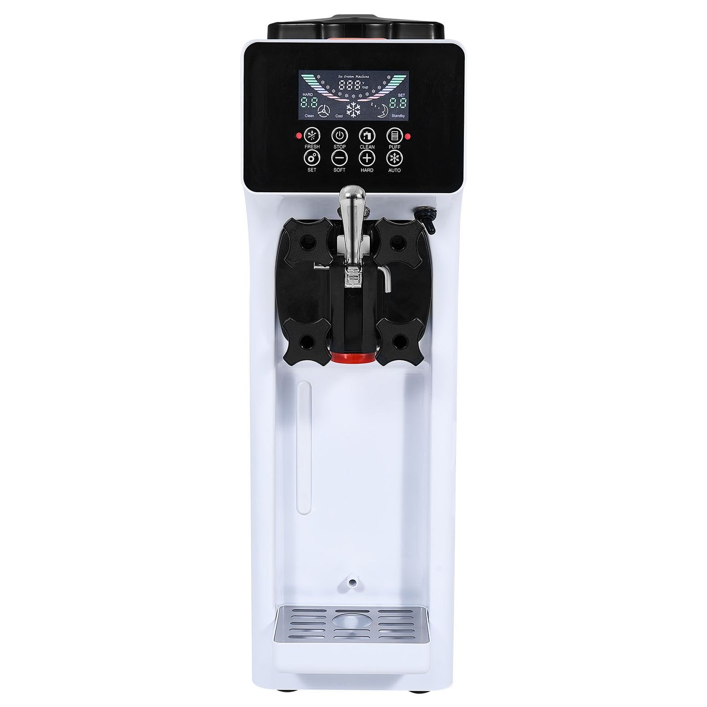 Commercial Ice Cream Machine, 10.6 QT/H Yield, 1000W Single Flavor Countertop Soft Serve Ice Cream Maker, With 4L Hopper 1.6L Cylinder, LCD Panel Auto Clean Pre-cooling, For Restaurant Snack Bar