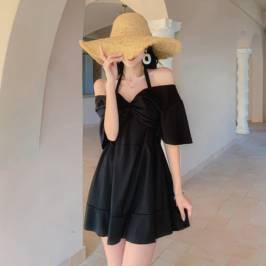 Womens Figure-Flattering Modest One-Piece Skirted Spa Swimsuit