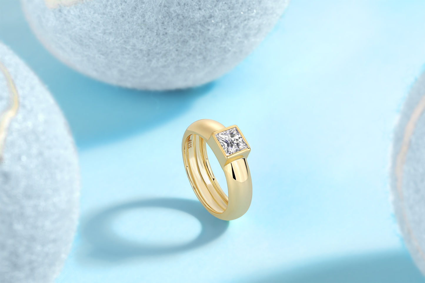1Square Diamond Ring Wedding Ring Luxury Fashion Set Moissanite Silver Ring Prohibit Tk Sales